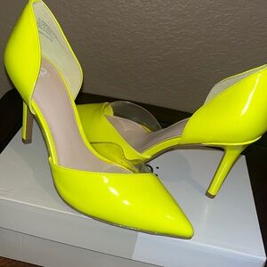 BP. Neon yellow faux leather heels